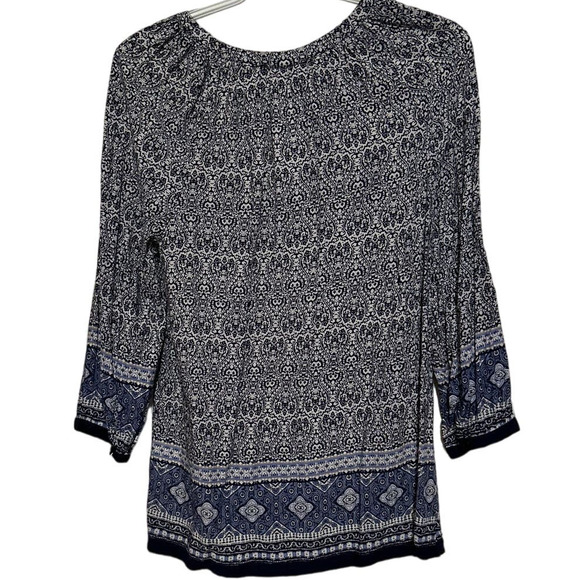 Ava Christine Women's Blue White Long‎ Sleeve V-Neck Blouse Size M - Picture 2 of 5